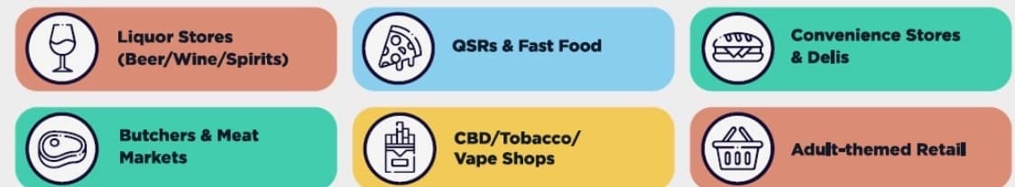 Industries served: Liquor Stores, QSRs, Convenience Stores, Butchers, CBD/Tobacco, Retail